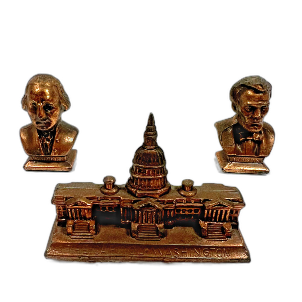 VTG 1940s Washington DC Souvenirs US Capitol Founding Fathers Metal Bronze Color